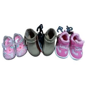 Wonder Nation Baby Girls Size 2 NEW Shoes & 1 Pair of Boots (3 Pair Total)